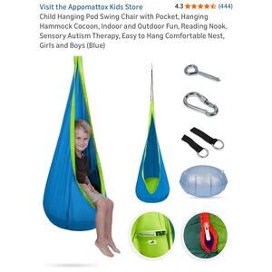Appomattox Kids Child Hanging Pod Swing Chair Cocoon Indoor Outdoor NO CUSHION